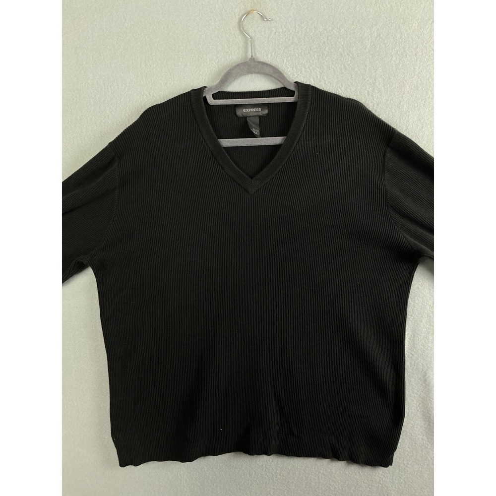 Express Sweater Men's Extra Large V-Neck‎ Ribbed Knit Pullover Long Sleeve